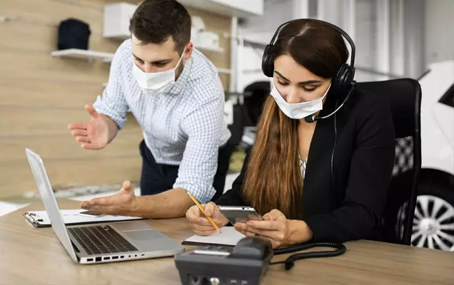 Corporate office interior design with focus on health and safety