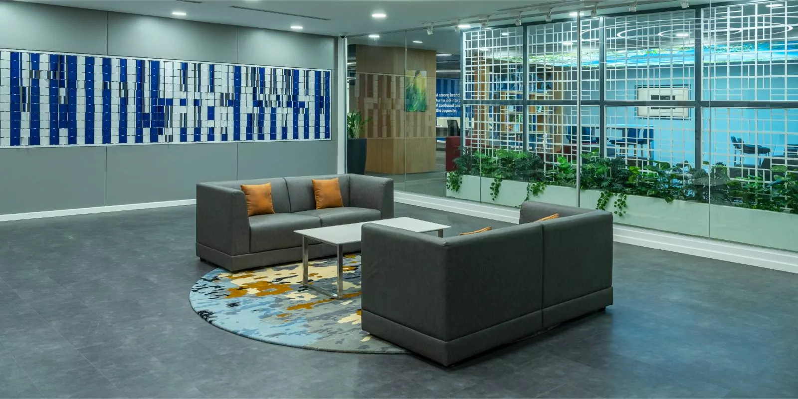 Commercial office interior with modern workplace design