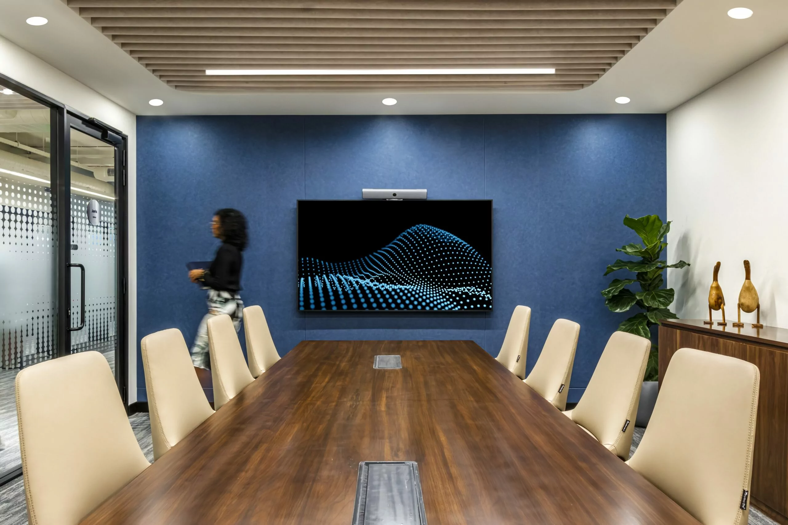 Conference room designed by design and build company Zyeta with presence in India, Singapore and Malaysia