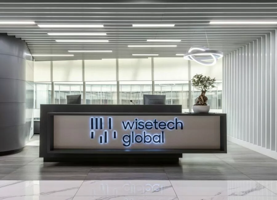 Wisetech global reception designed by design and build company Zyeta with presence in India and Southeast Asia