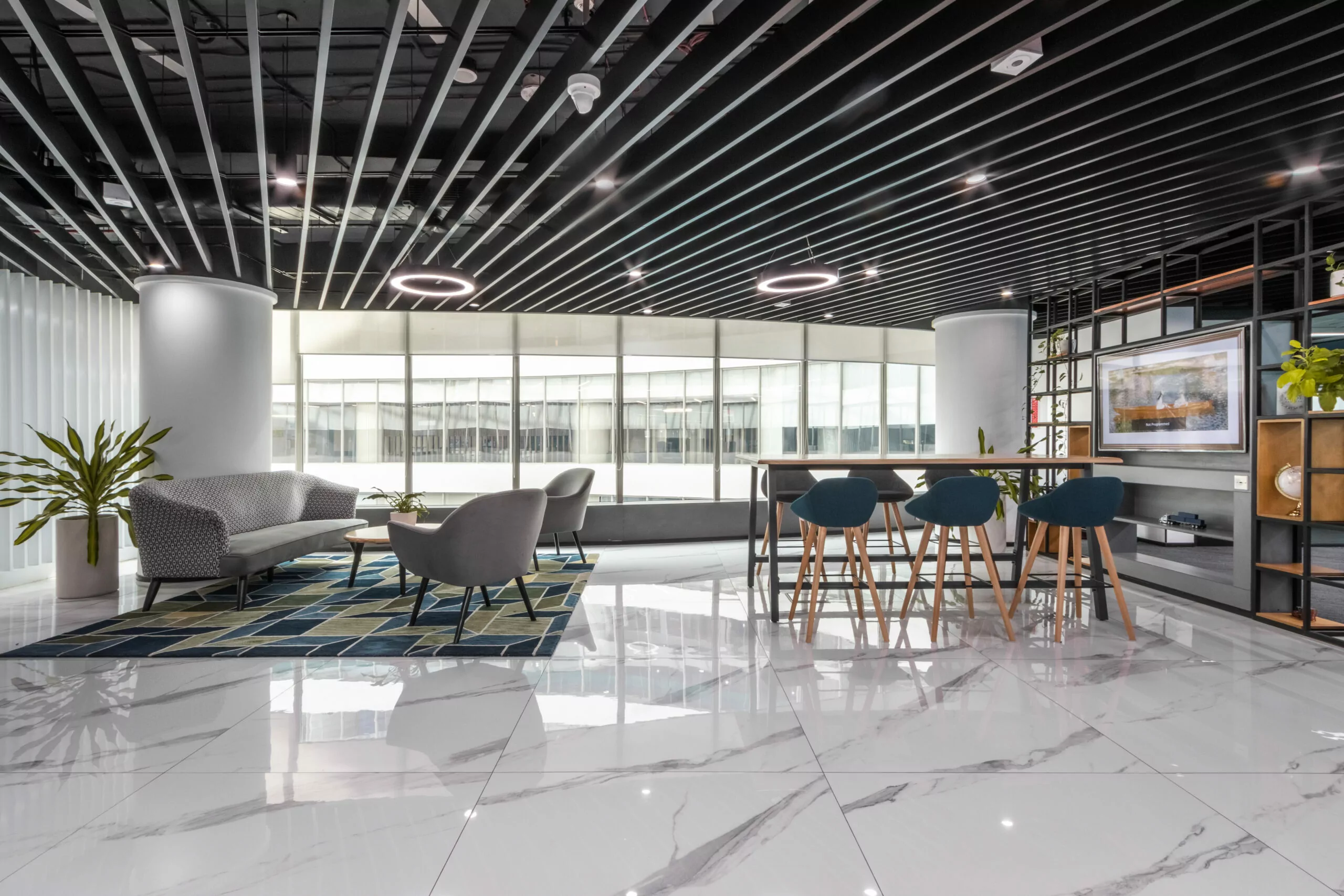 Wisetech global collaboration zone designed by design and build company Zyeta with presence in India and Southeast Asia