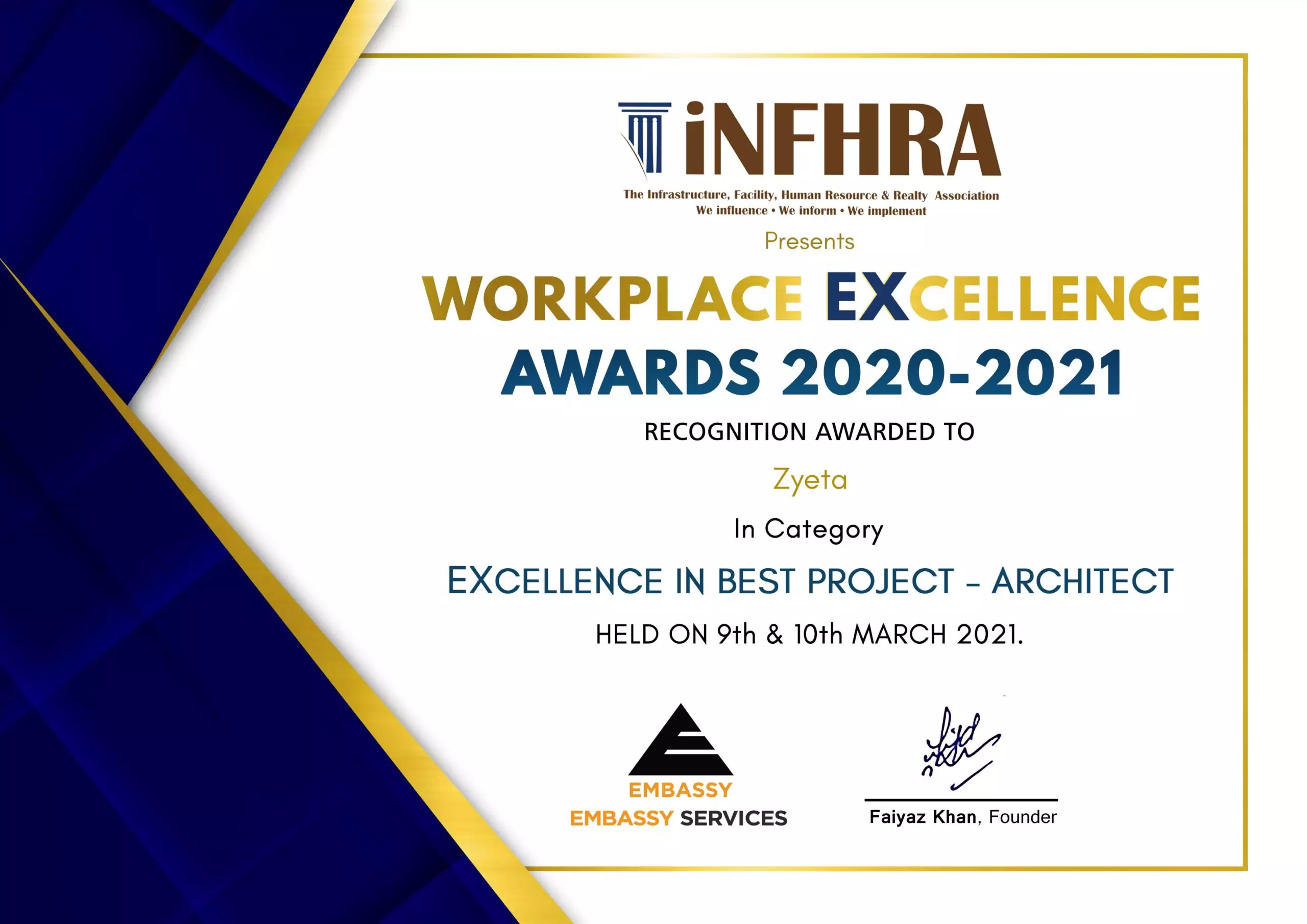 Infra Award Zyeta